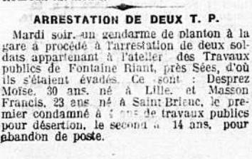 Arrestation de deux tp