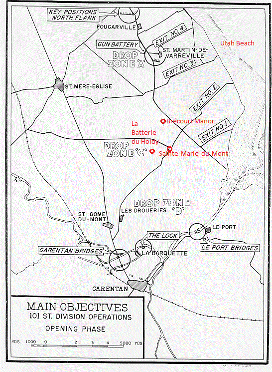 Map showing Challenges of Sainte-Marie-du-Mont on DDay Map showing Challenges of Sainte-Marie-du-Mont on DDay