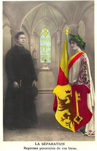 Separating Catholic church and State was quite popular with some people - postcard