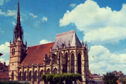 the church at Conches en Ouche postcard