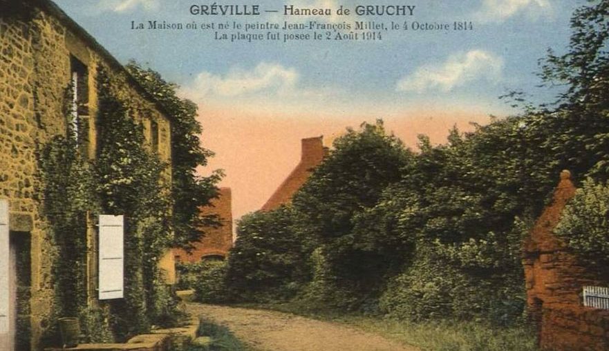 Postcard of Jean Francoise Millet's home hameau de Gruchy in Normandy